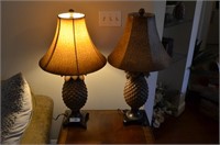 Pair of Metal Pineapple Table Lamps w/Shades