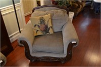 Beige Wood Trimmed Ashley Arm Chair w/Cushion