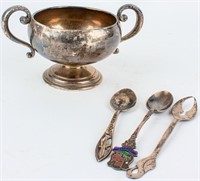 Sterling Silver .925 Souvenir Spoons & Bowl