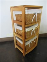 Wooden Cabinet w/ 3 Storage Baskets