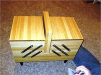 LARGE WOODEN SEWING BOX