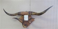 Vintage Steer Horns Mounted to Hang on Wall
