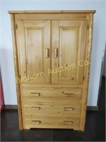Lodge Pole Armoire w/ 3 Roller Glided Drawers