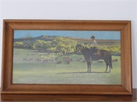 Vintage Print Cowboy on Horse w/ Cattle