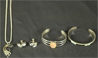 LOT OF FIVE SILVER JEWELRY PIECES