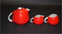 HALL "PERT" CHINESE RED KITCHENWARE PIECES (3)