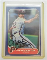 1986 Fleer Steve Carlton Signed Baseball Card
