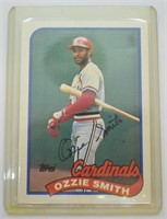 1989 Topps Ozzie Smith Signed Cardinals Card