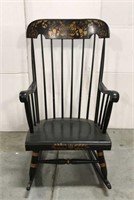 Vintage black stenciled rocking chair