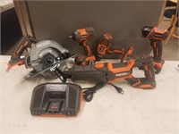 RIDGID 5 PIECE TOOL SET WITH BAG AND CHARGER