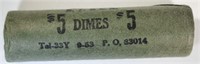 SHOTGUN WRAPPED ROLL OF 1955-S ROOSEVELT DIMES
