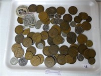TRAY: NUMEROUS LARGE PENNIES, OTHER COINAGE