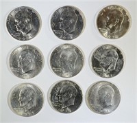 (8) 1971-S & 1-1974-S UNC SILVER IKE DOLLARS