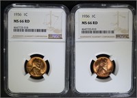 2 - 1936 LINCOLN CENTS NGC MS 66RD