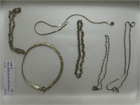 TRAY: STERLING SILVER CHAINS & BRACELETS