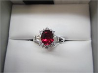 "platineve vanna k" simulated ruby ring -size 6.25