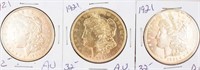 Coin 3 Morgan Silver Dollars 1921-P AU