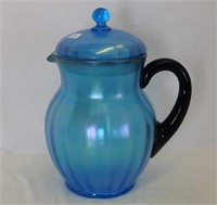 Fenton Rib Optic water pitcher w/lid - celeste