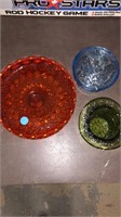 3 pce colored glass lot.