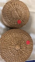 2 handmade native antique sweet grass baskets.