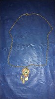 Antique Italian Roma pendant with chain.