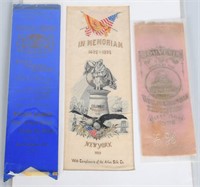 3- COLUMBIAN EXPOSITION RIBBONS & SILKS