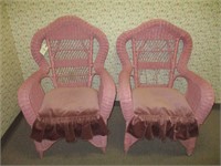 2 Pink Wicker chairs