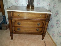 Drexel nightstand set with marble top and three