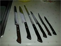 Set of six ekco Flint stainless steel knives with