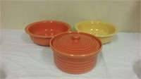 Two Fiesta Bowls & Casserole With Lid