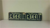 2 License Plates Prince Edward Island