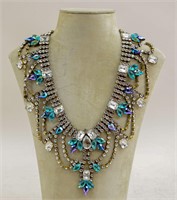 Vintage Rhinestone Fashion Bib Necklace
