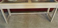 Beige Wood/ Glass Sofa Table