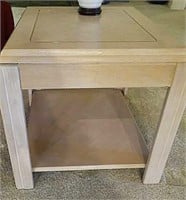 Beige Wood End Table