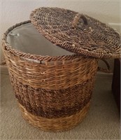 Covered Wicker Laundry Basket