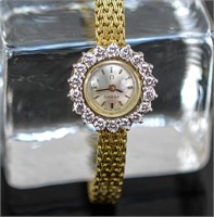 Ladies 18K & Diamond Omega Wrist Watch