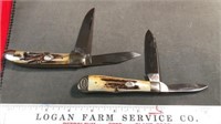 2 Cripple Creek stag Collector knives