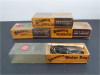 4 Vintage Lures in Box - Bomber Lures, Water Dog