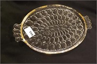OVAL GLASS SERVING TRAY W/HANDLES