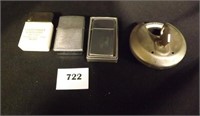 COLLECTION OF VINTAGE LIGHTERS & PADLOCK