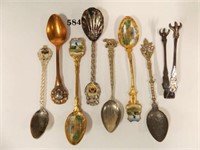 SOUVENIR SPOONS & SUGAR TONGS