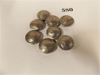 BUFFALO NICKEL BUTTON COVERS (8)