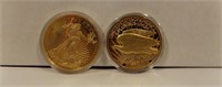 GOLD COLORED LIBERTY COINS (2)