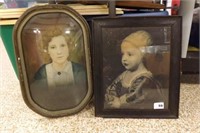 VINTAGE CURVED GLASS FRAME W/PHOTOGRAPH