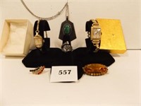 LADIES WRISTWATCHES (2), NECKLACE, BROOCH & RING