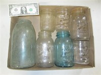 Vintage Blue Ball Jars and other assorted Jars