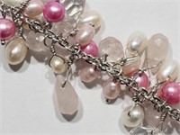 Sterling Silver Pink and White Freshwater Pearl