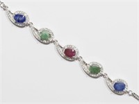 Sterling Silver Ruby, Sapphire and Emerald