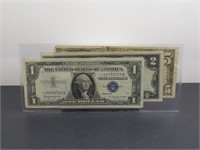 3 Star Notes $1 Silver Certificate, $2 Legal