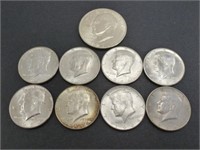 8 Kennedy Half Dollars - 90% Silver & 1971-S